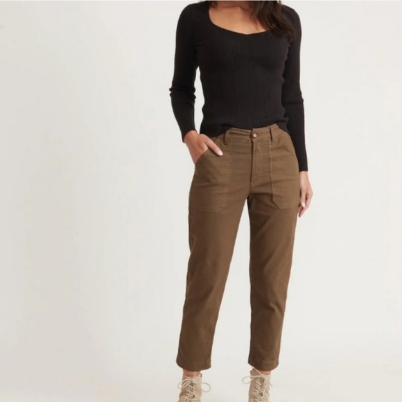 Marine Layer Pants - Marine Layer Maya Slim Straight Utility Pant In Olive 4